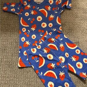 Hanna Andersson Blue and Orange Fruit Print Pajama Set